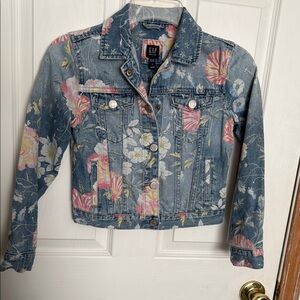 GAP Kids Medium Blue and Pink Artistic Jean Jacket